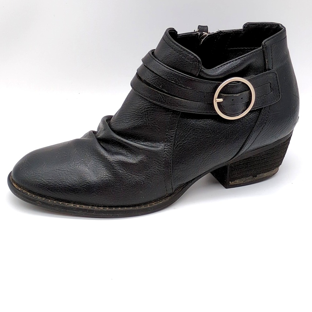 Dr. Scholls Shoes Womens Jenna Black 8 Faux Leather Ankle Boots Zip Buckle